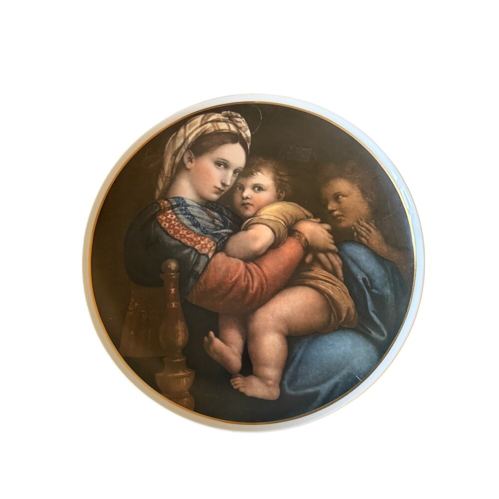 Madonna Della Seggiola Raffaello (1483-1520) Made In Italy 12.5" Porcelain Plate
